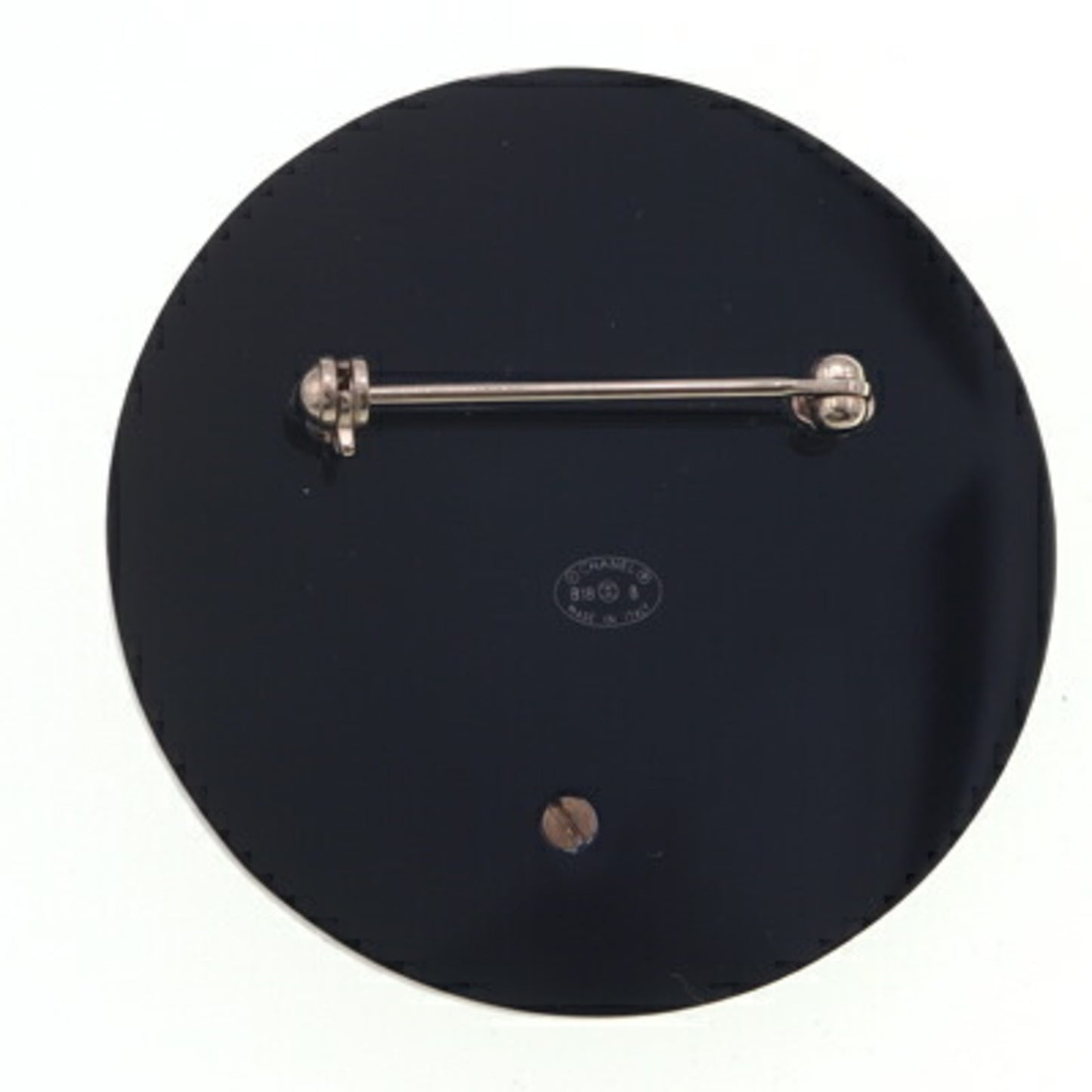 CHANEL Camellia Coco Mark Round Brooch, Black Plastic, Rhinestones, Faux Pearls, B18, 2018 Model, Women's Pin