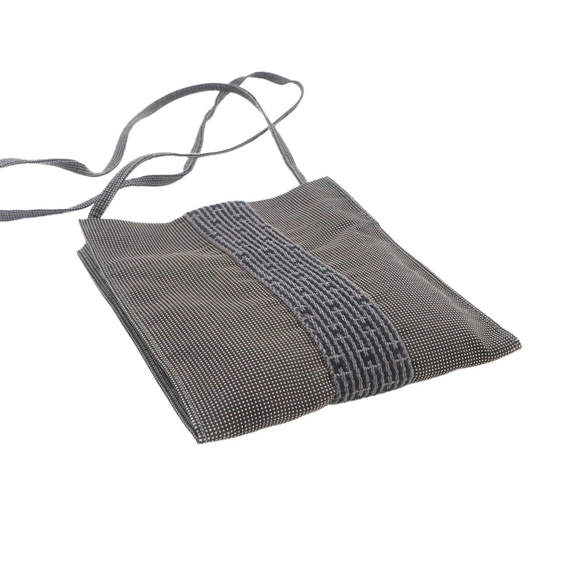 Hermes Herline Pochette Shoulder Handbag, Canvas, Gray — Like New