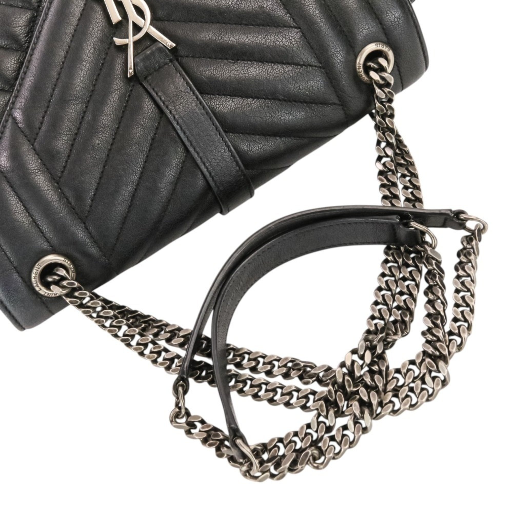 Yves Saint Laurent SAINT LAURENT PARIS Classic Small Satchel Leather Shoulder Bag 428125 Black Women's — Like New