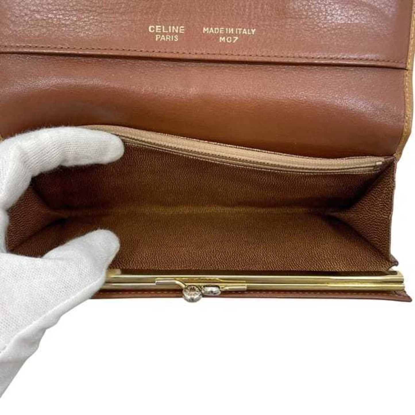 Celine bifold long wallet ec-24576 brown leather M07 CELINE calf men's women's