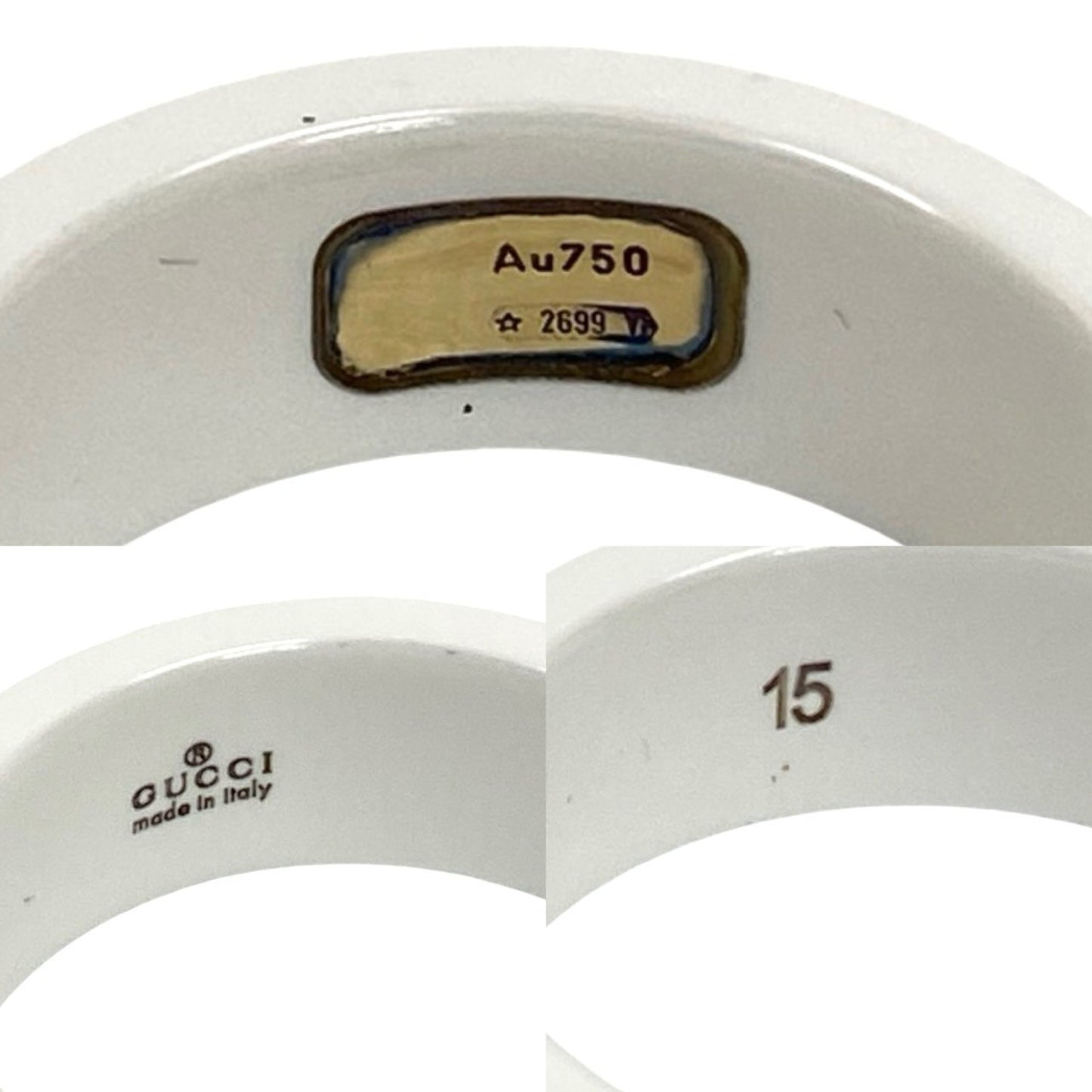 GUCCI Icon Ring GG Logo Motif Ceramic in White Gold 65562