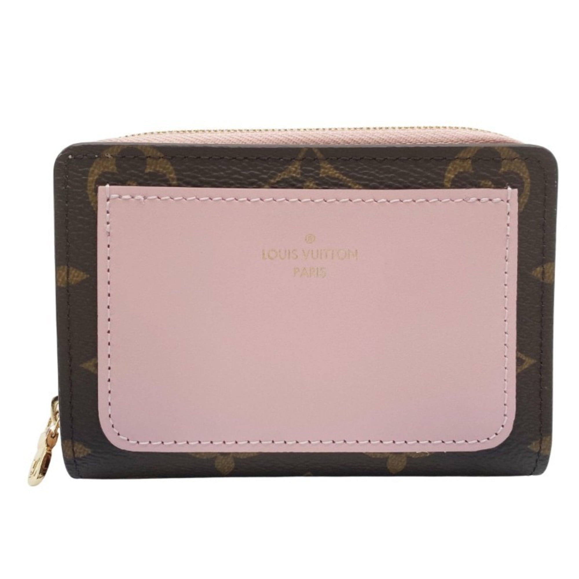 LOUIS VUITTON Louis Vuitton Portefeuille Lou M82378 Rose Ballerine Monogram Women's Bifold Wallet