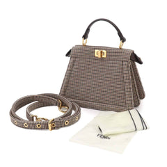 Fendi Peekaboo ISeeU Petite 2-way Hand/Shoulder Handbag, Canvas and Leather, Brown, 8BN335 — New - Store Return