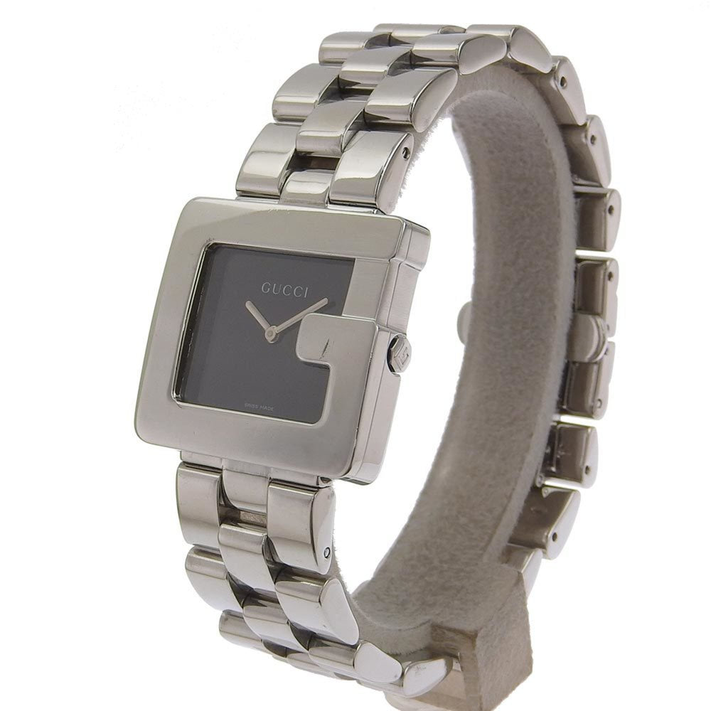 GUCCI Watch 4600L Stainless Steel Swiss Made Silver Quartz Analog Display Black Dial Ladies — Good