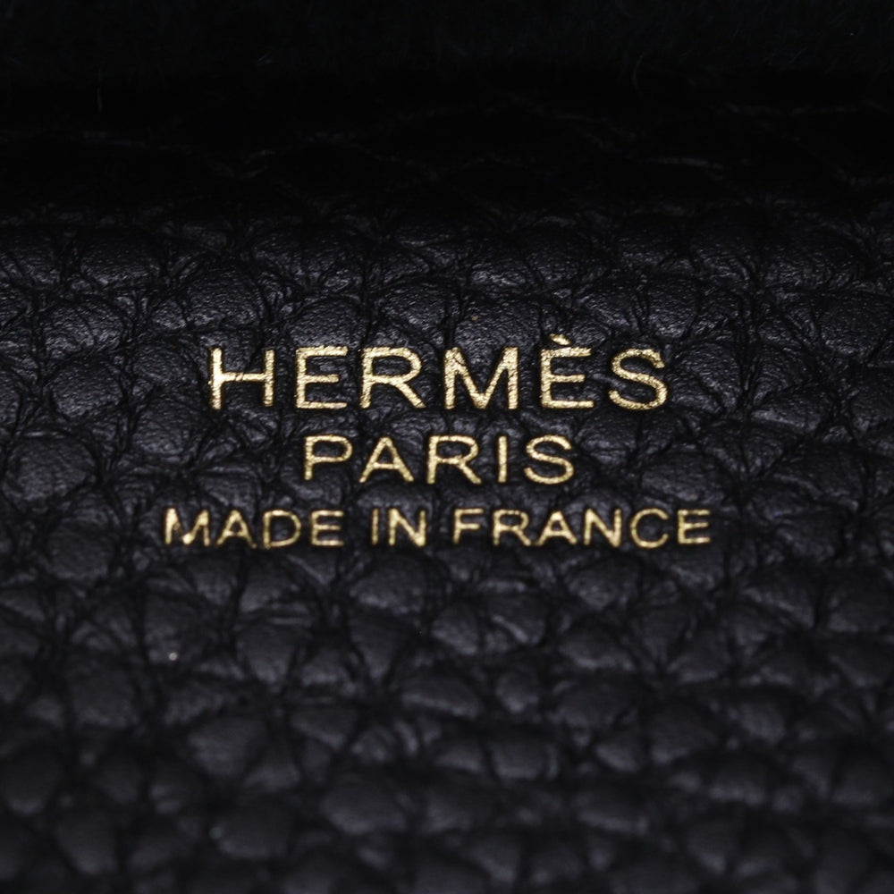 Hermes Picotin Lock 22 MM Handbag, Taurillon Clemence Leather, 2022 Model, Black, U-shaped Belt Buckle, Women's — Like New