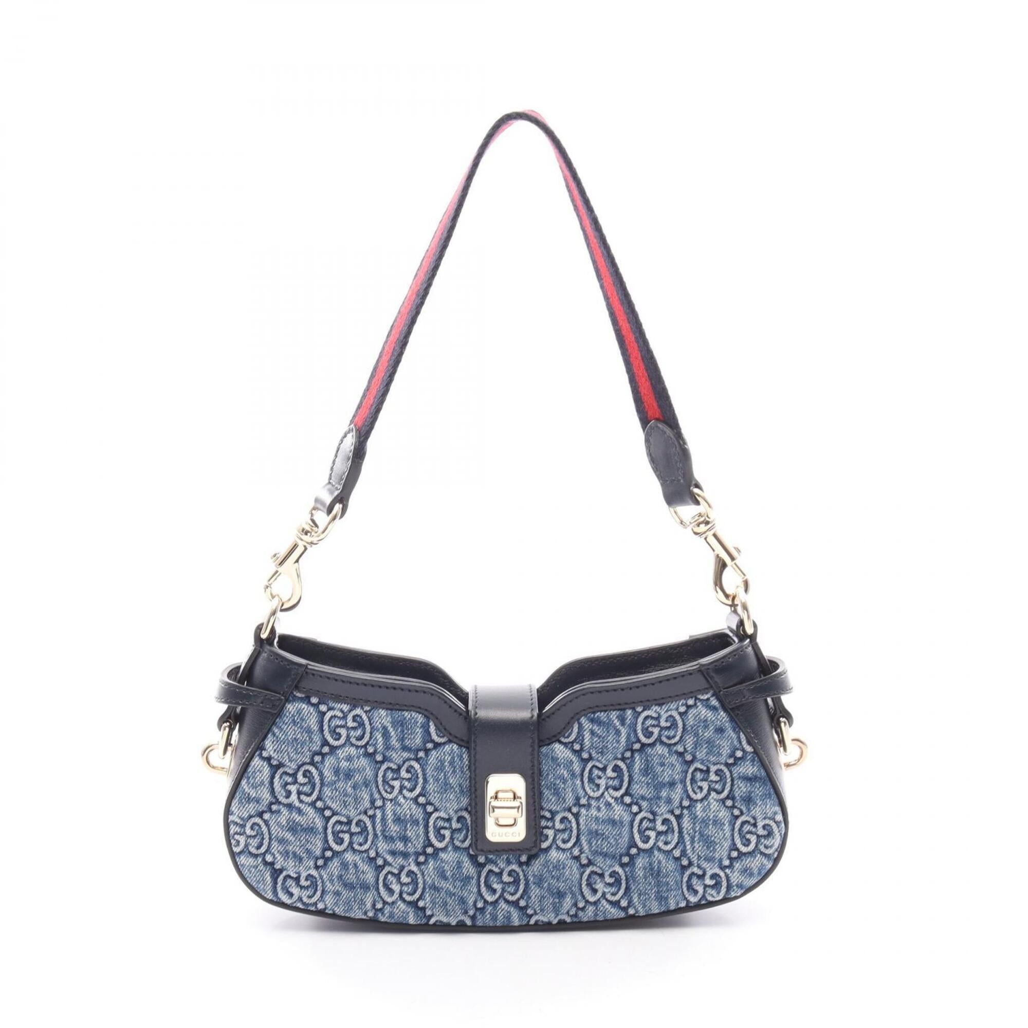 Gucci Moonside GG Denim Handbag, Leather Women's, Blue/Navy, 786015 — New - Store Return
