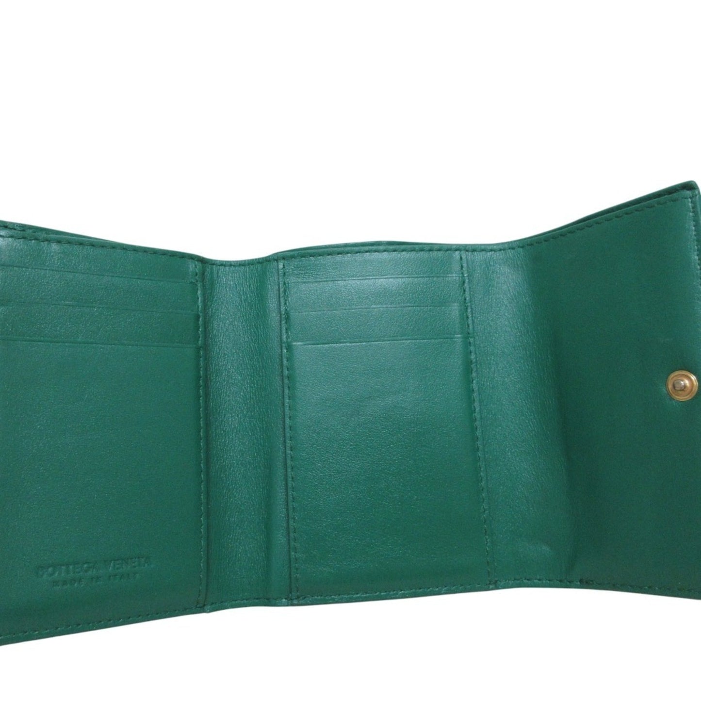 BOTTEGA VENETA Cassette Maxi Intrecciato Compact Wallet, Tri-fold Green, Women's