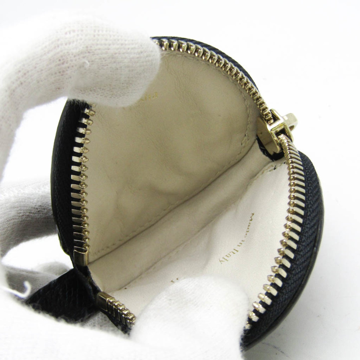 Valextra Round Type Men,Women Leather Coin Purse/coin Case Black