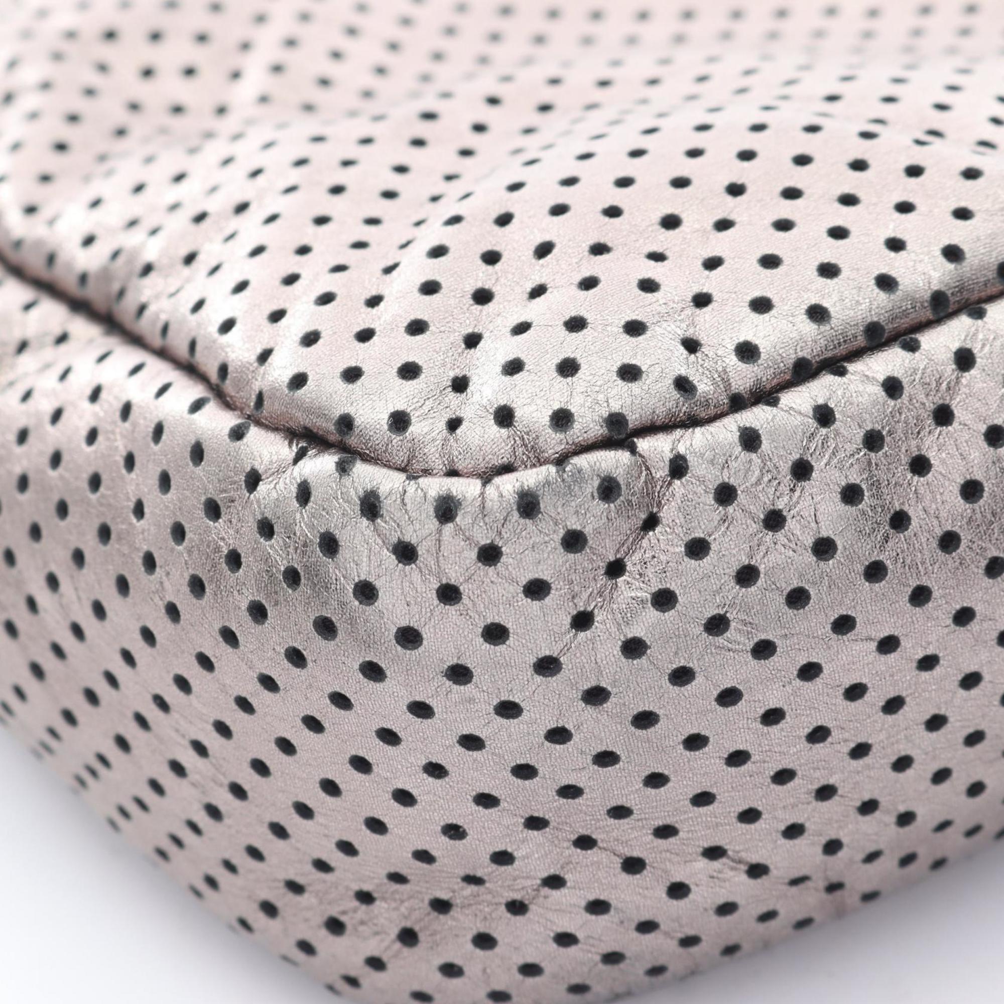 Chanel 2.55 Punched Leather Shoulder Bag, Women's, Silver