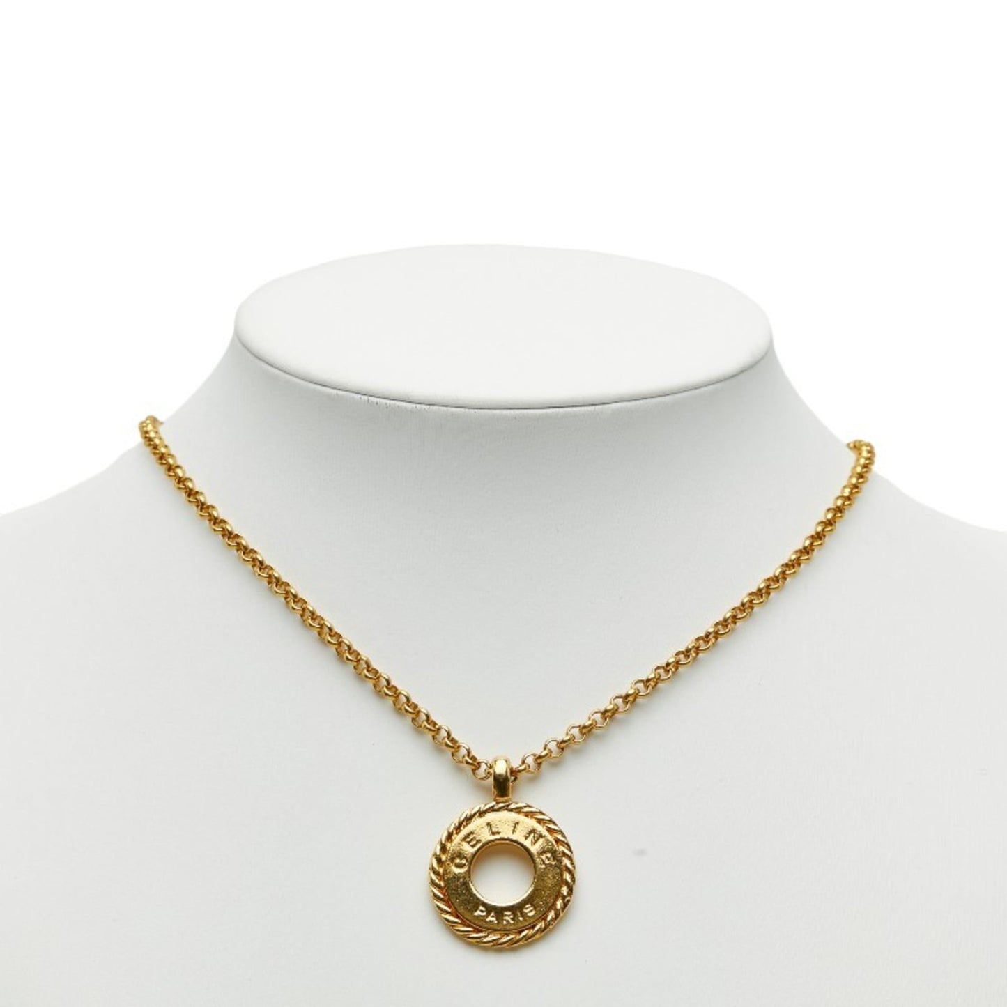 Celine Circle Logo Necklace, Gold Plated, Women's, CELINE
