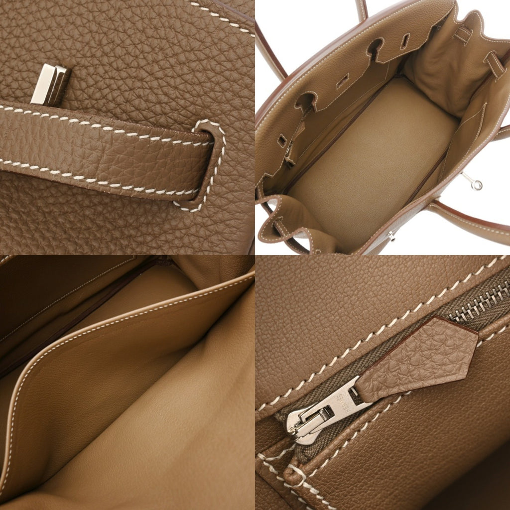 HERMES Birkin 35 Etoupe □Q Stamp (circa 2013) Unisex Togo Handbag