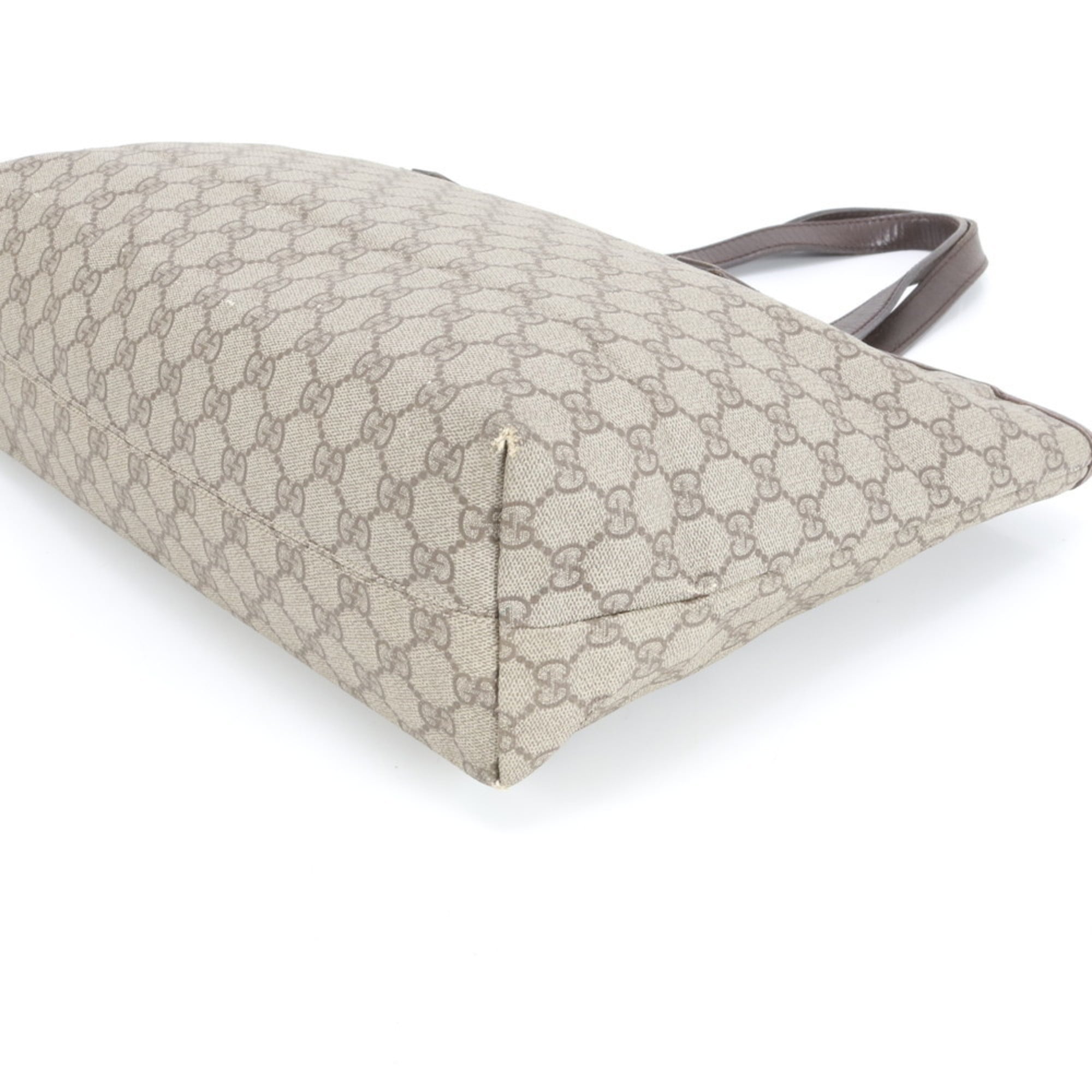 Gucci GG Supreme 181084 Leather Tote Bag Shoulder Handbag Brown Women's