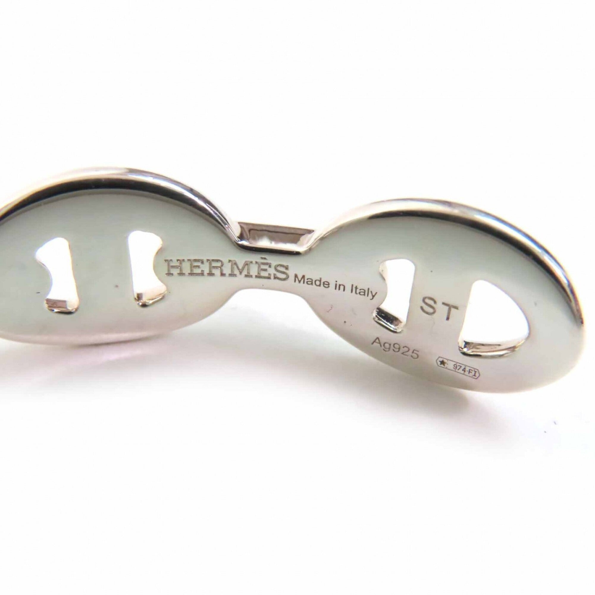 HERMES Chaine d'Ancre Enchainée Bangle Bracelet, AG925 Silver, Made in Italy, 2024 Model, Women's — Like New