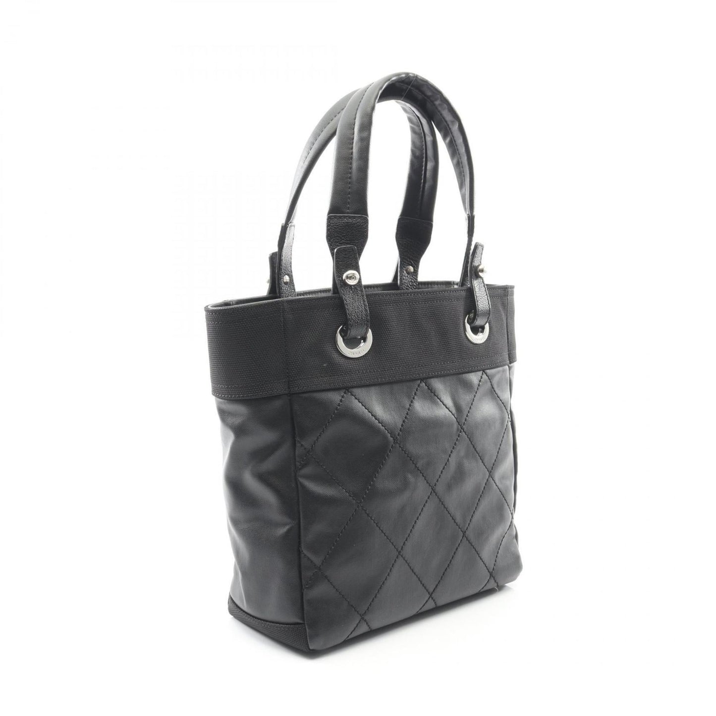 CHANEL Paris-Biarritz PM Tote Bag, Coated Canvas and Leather, Women's, Black, A34208