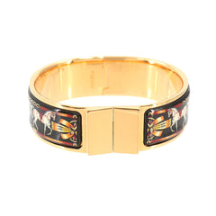 Hermes HERMES Loquet Email GM Bangle Bracelet Gold Black — Like New