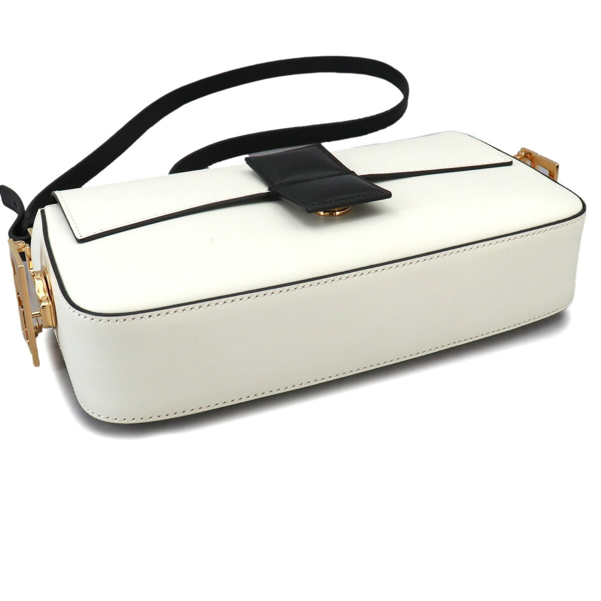 Fendi Bucket Twist 2-way Hand/Shoulder Handbag, Leather, White/Black, 8BR821, Gold Hardware — New - Store Return