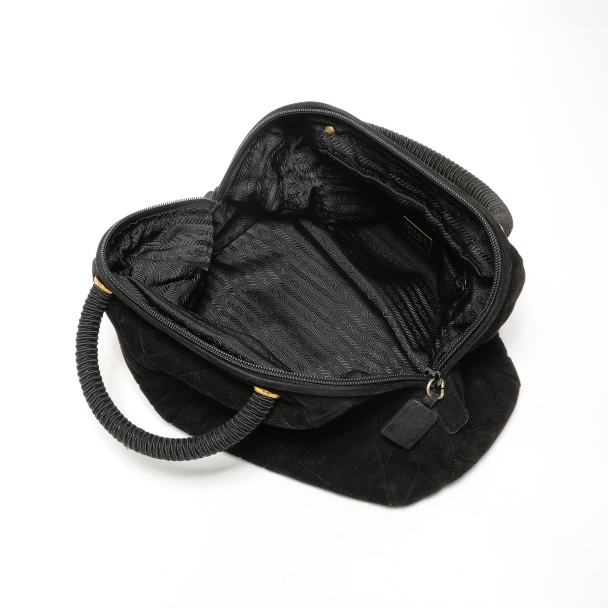 Prada suede Boston bag handbag in black
