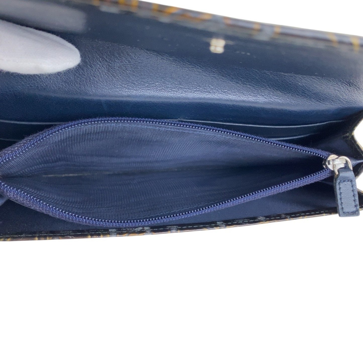 Christian Dior Trotter Brown Patent Leather Long Wallet with Silver Hardware, Women's, 506257