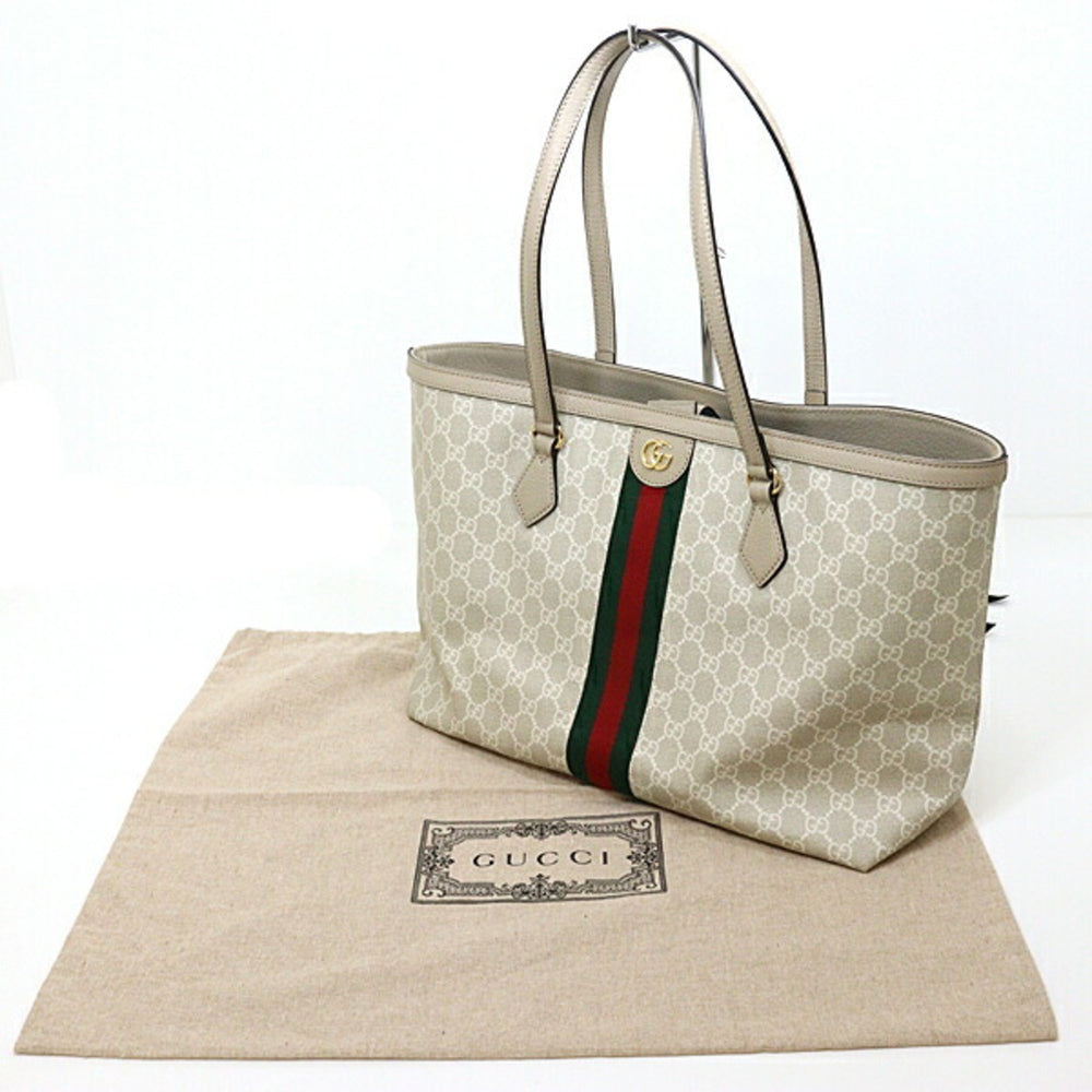 GUCCI Ophidia Medium Tote Bag 631685 GG Supreme Canvas Beige — Like New