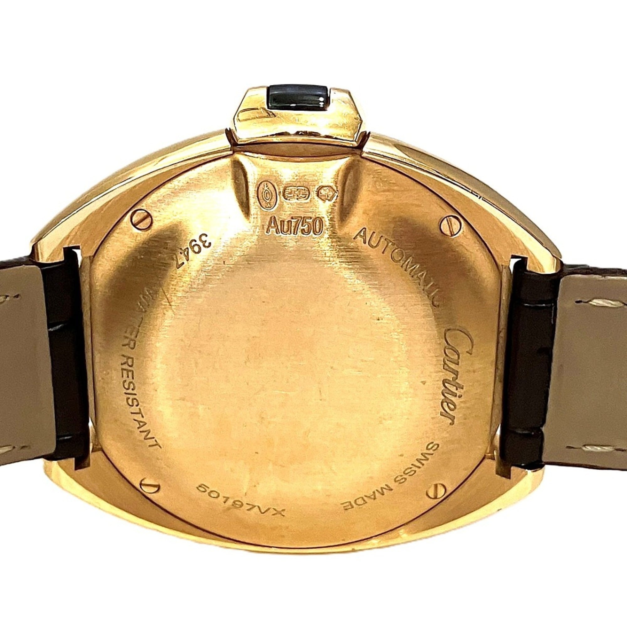 Cartier Clé de watch, total weight 51g, 18K gold, genuine leather strap, automatic movement, white dial, WGCL0010 — Good