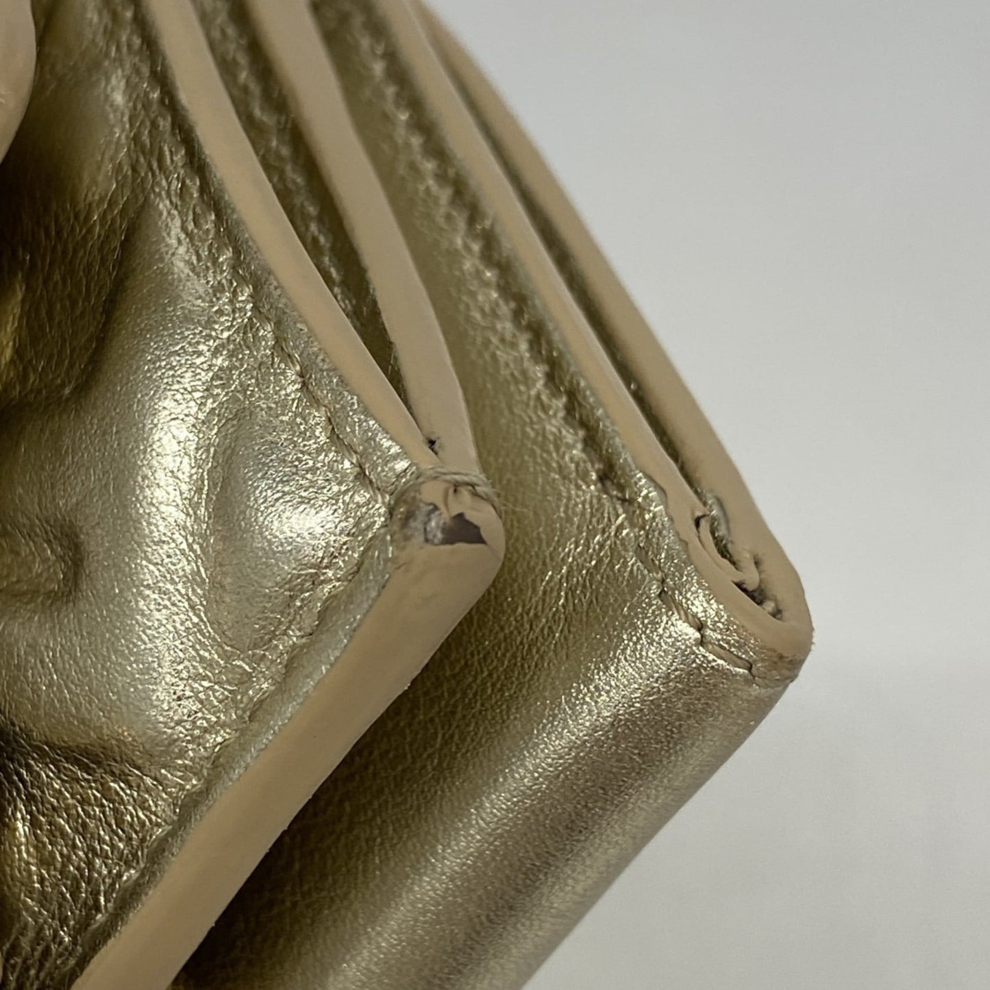 Fendi Tri-fold Wallet Leather Gold Women's