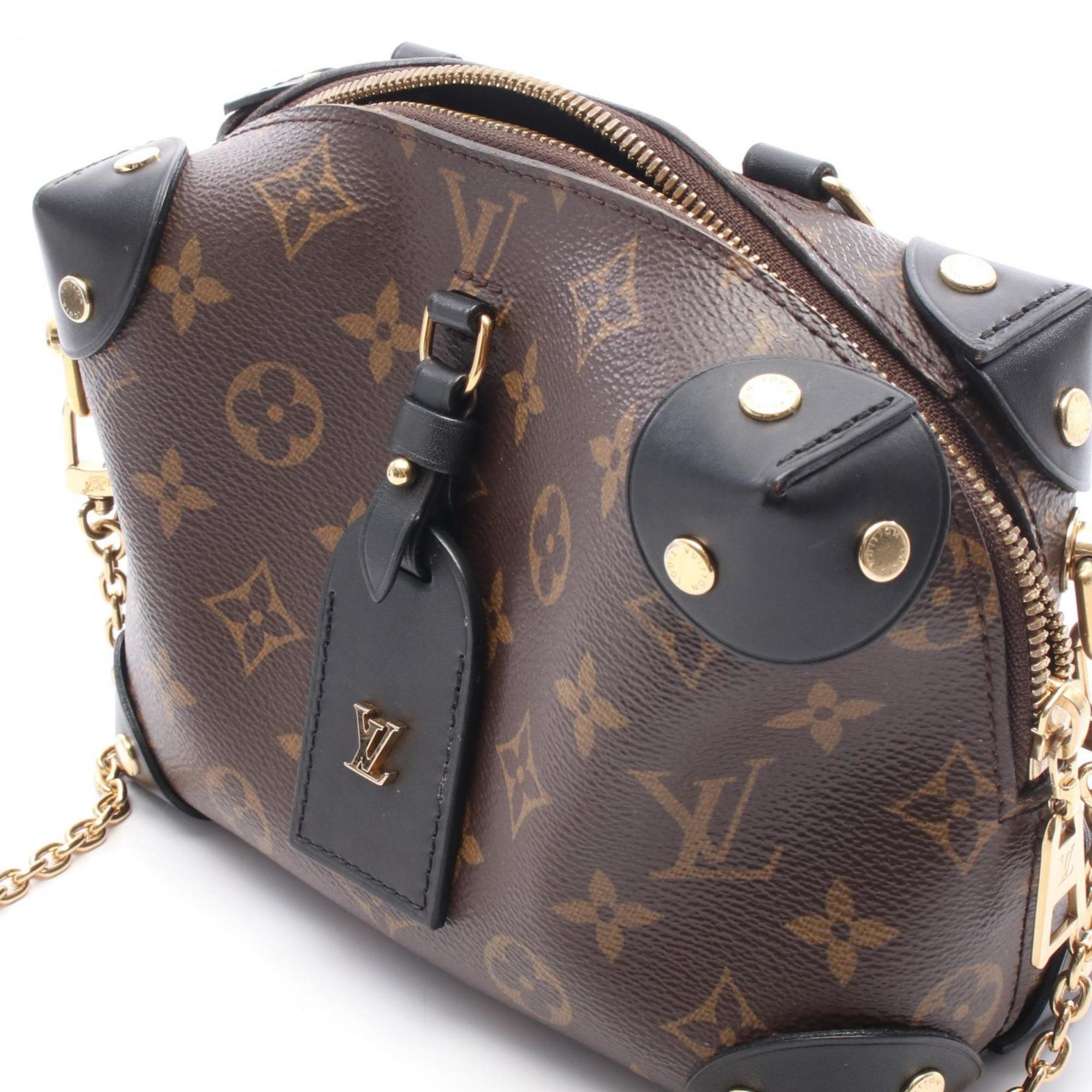 Louis Vuitton Petite Malle Souple Handbag, Coated Canvas and Leather, Monogram, Women's, Brown Black, M45571