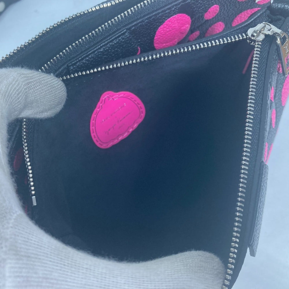 LOUIS VUITTON M46421 Monogram Empreinte Yayoi Kusama LV x YK Multi Pochette Accessoires Crossbody Bag 3WAY Chain Shoulder Leather Women's Noir Fuchsia Black — Like New