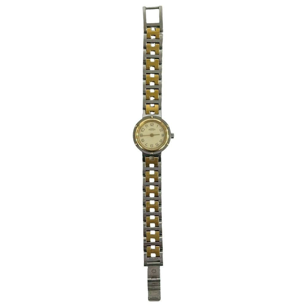 HERMES Vintage Clipper Stainless Steel GP Quartz Wristwatch, Silver/Gold, 29221 — Good