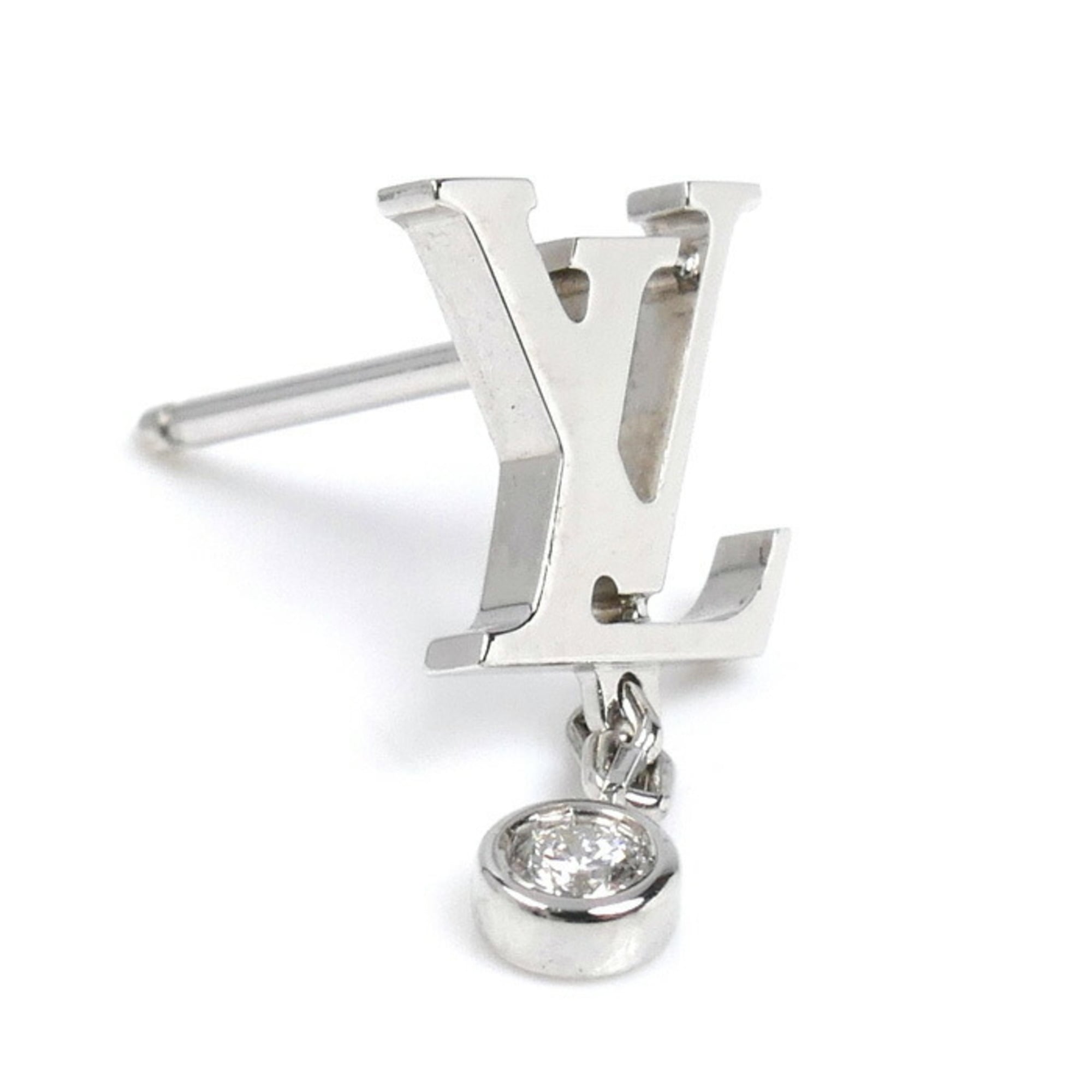 LOUIS VUITTON 18K White Gold Idylle Blossom Diamond Earrings, 1.2g, Single Earring, Women's