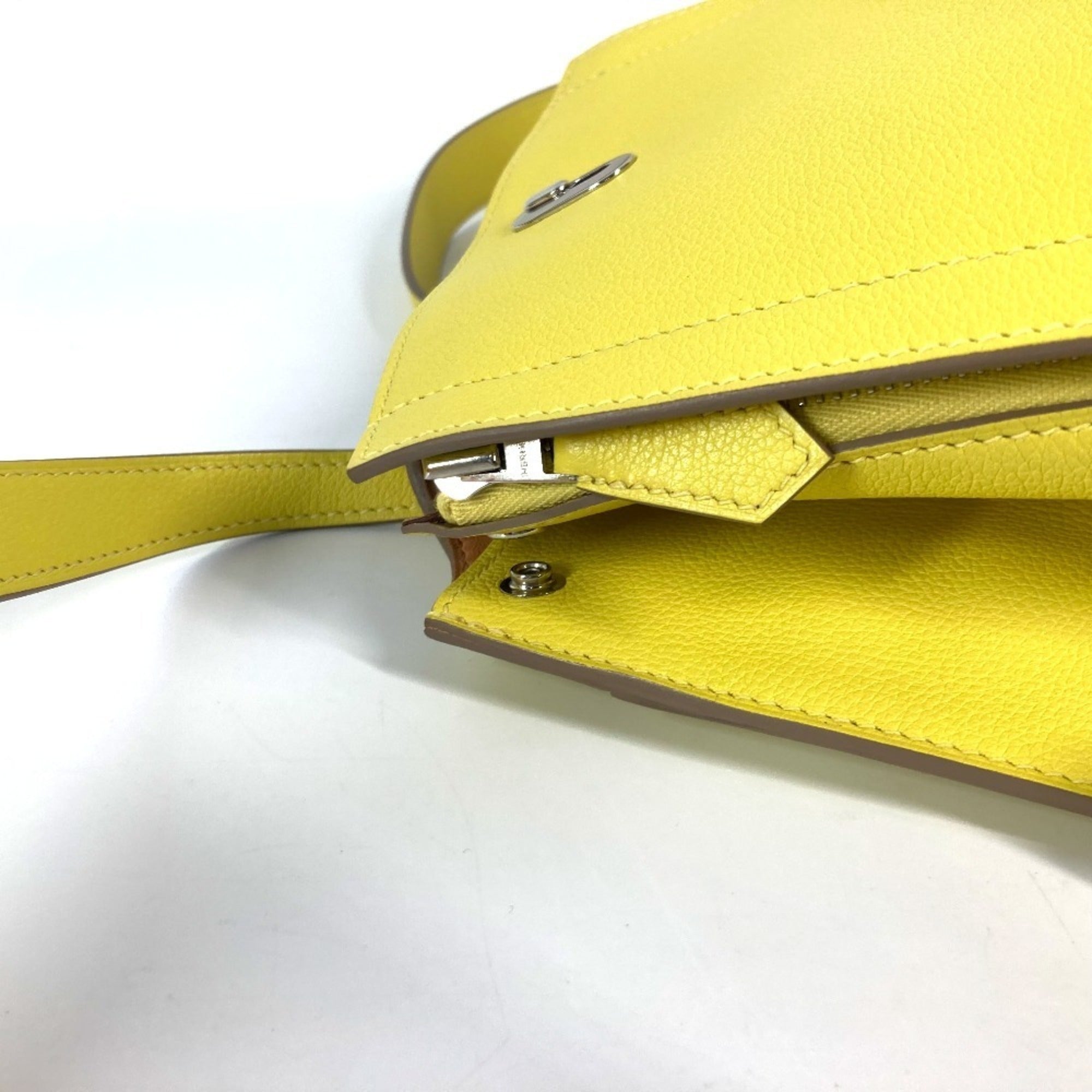 HERMES Sacado GR24 Backpack Bag Rucksack Leather Men's Women's Yellow Like New — Like New