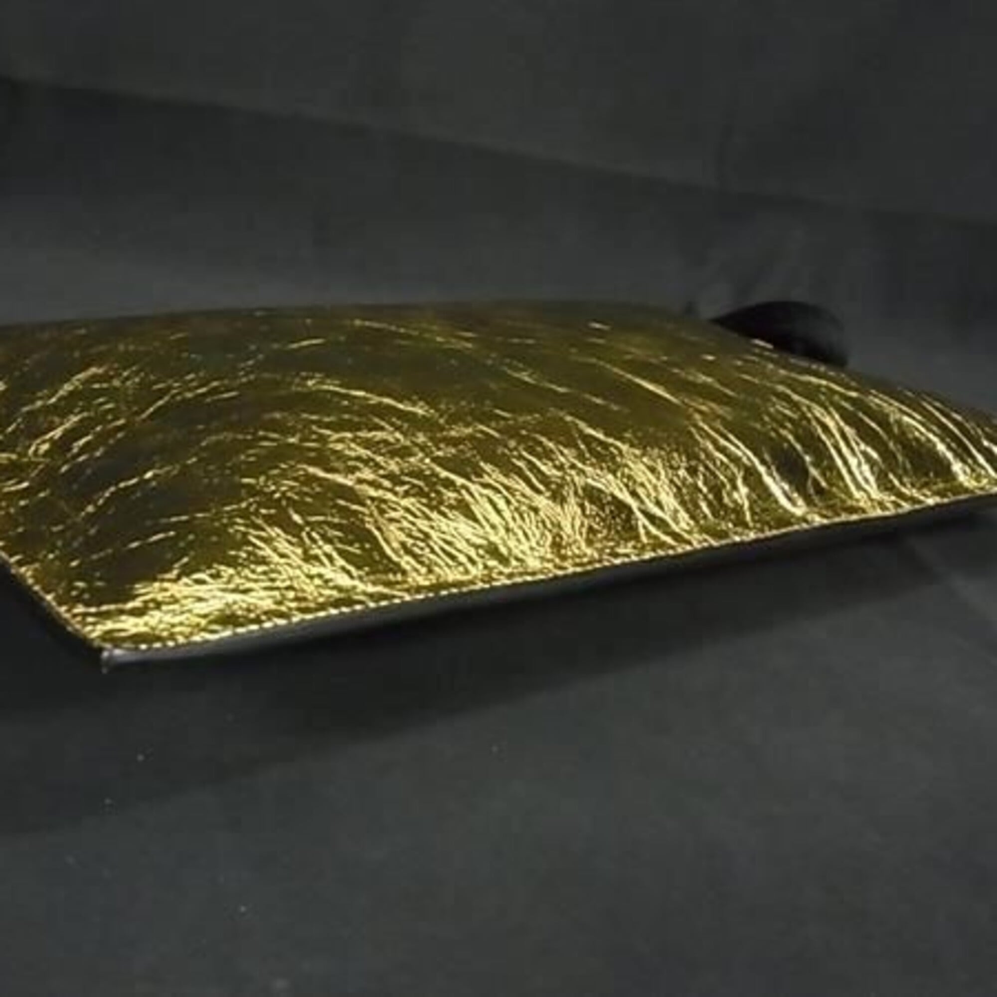 FENDI Clutch Bag Large Flat Pouch 8N0178 Gold Leather Men's Women's Tassel — New - Store Return