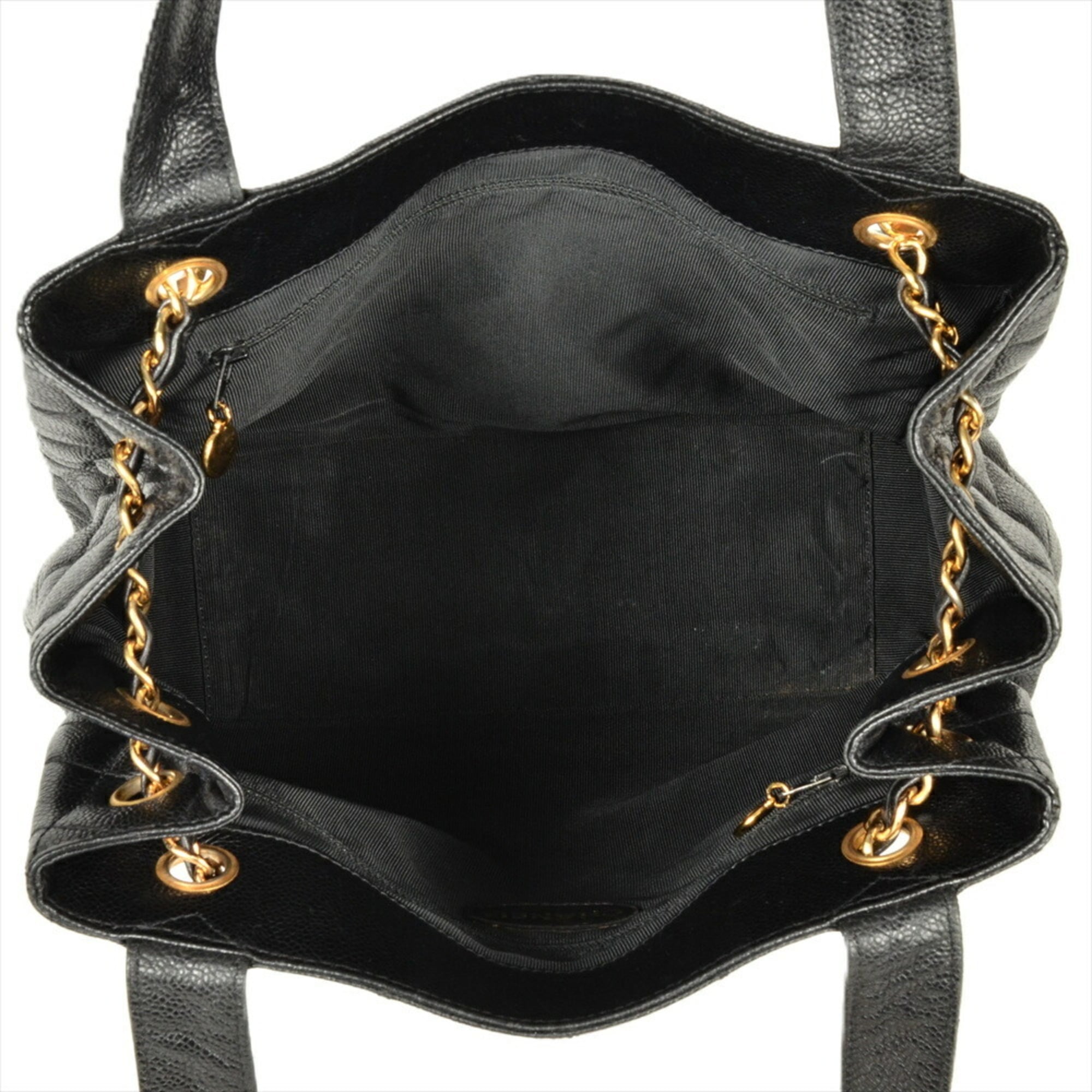 CHANEL Shoulder Bag Caviar Skin Black Turnlock Chain Women's — New - Store Return