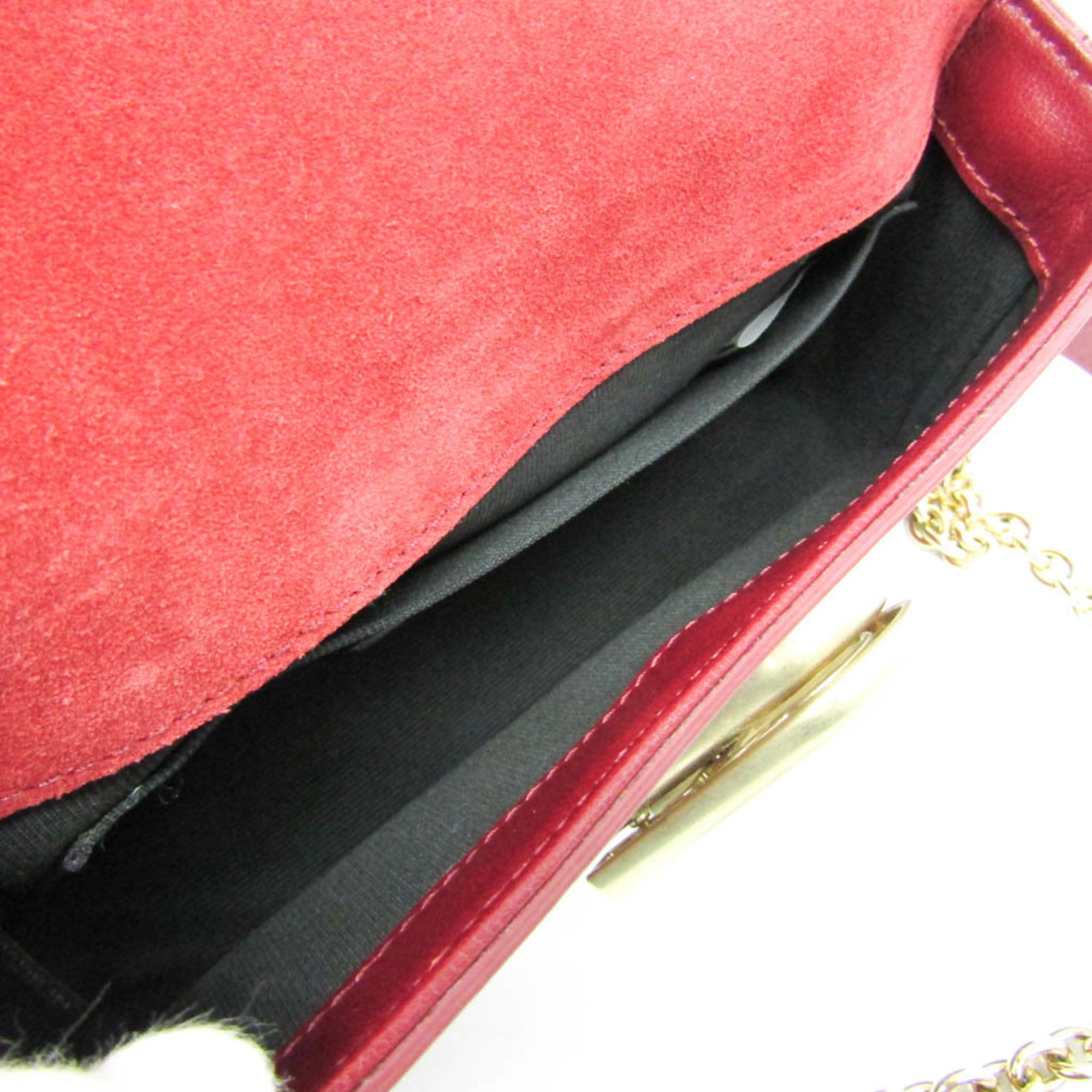 Furla Chain Women's Leather Shoulder Bag Bordeaux