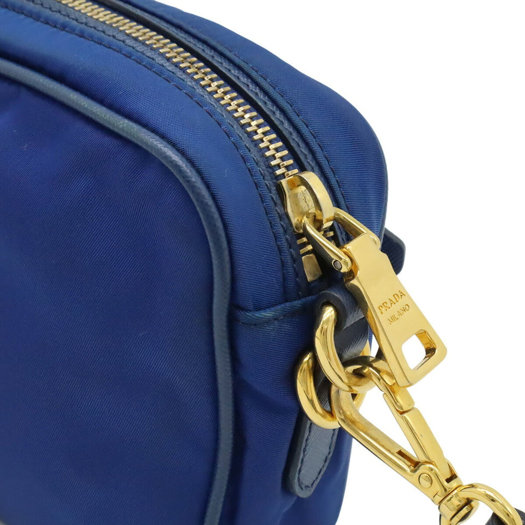 PRADA Prada Triangle Shoulder Bag Pouch Nylon Leather Blue BT0773