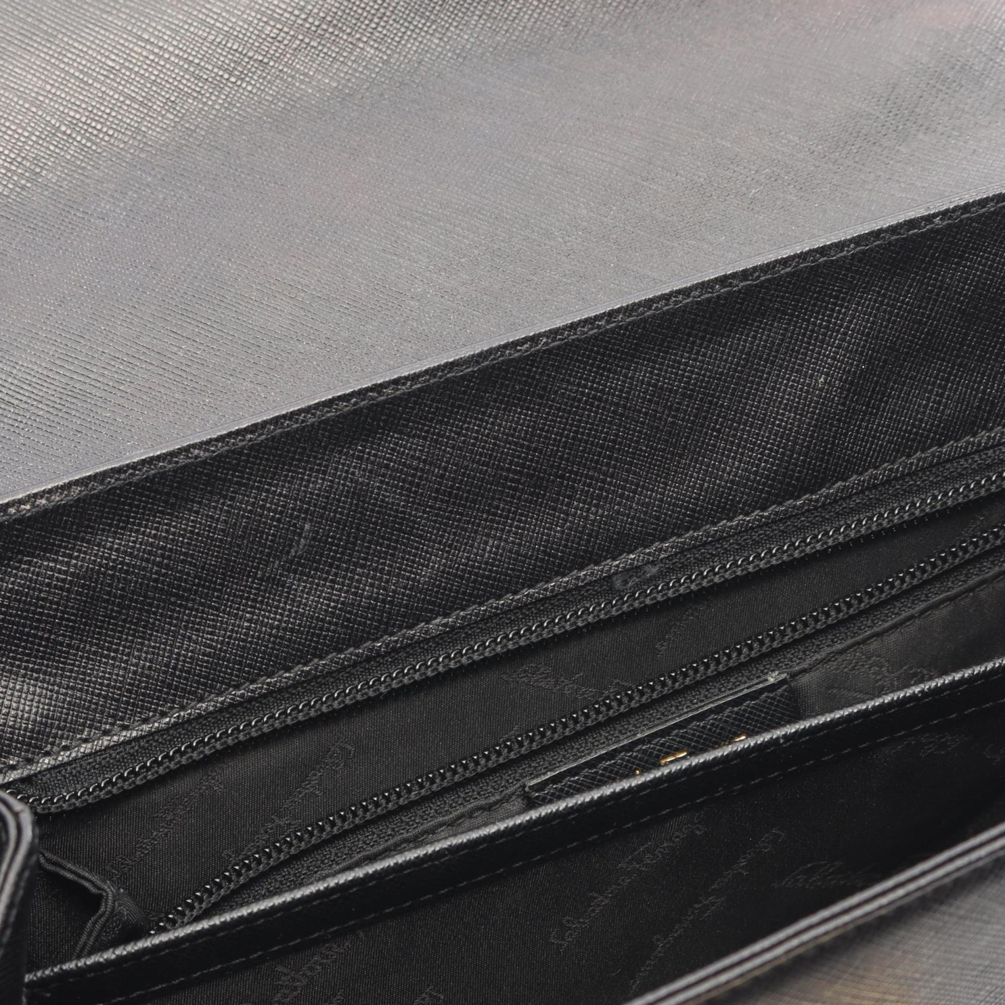 Salvatore Ferragamo Gancini handbag, leather, women's, black, size 21 0290