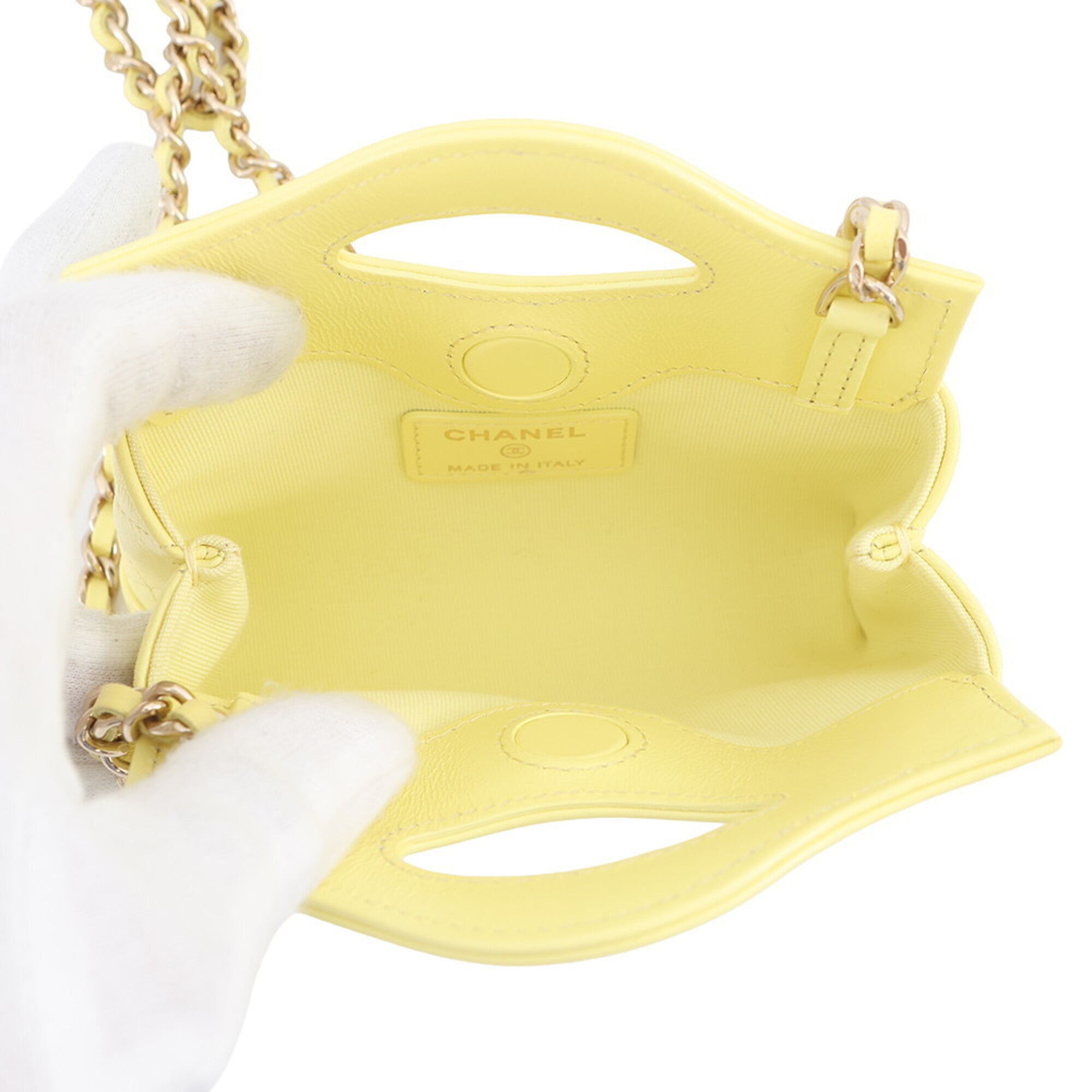 Chanel Chain Shoulder Bag, Coco Mark, Matelassé Lambskin AP3875. CHANEL handbag, clutch, shoulder bag. women's CHANEL — Like New