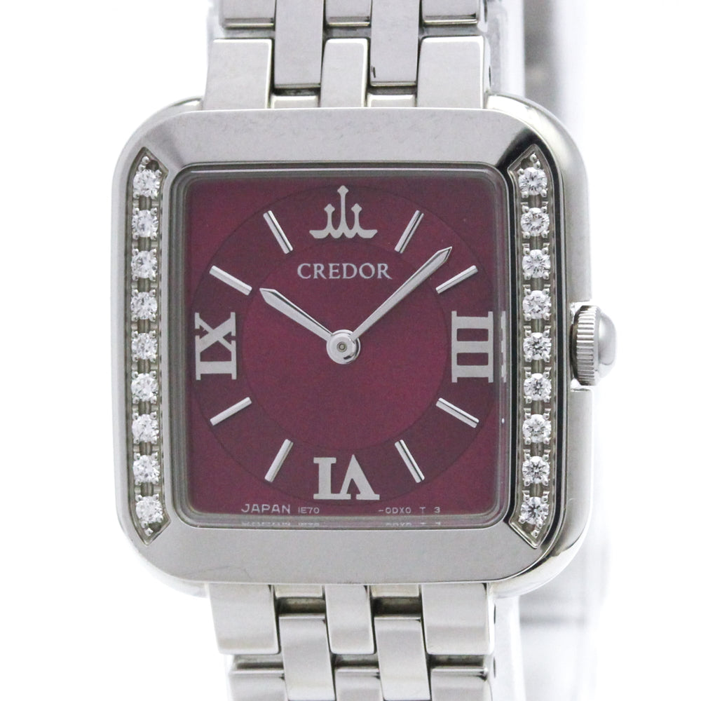 SEIKO Credor Signo Diamond Stainless Steel Quartz Ladies Watch GSTE873(1E70-0CR0) Polished — Very Good