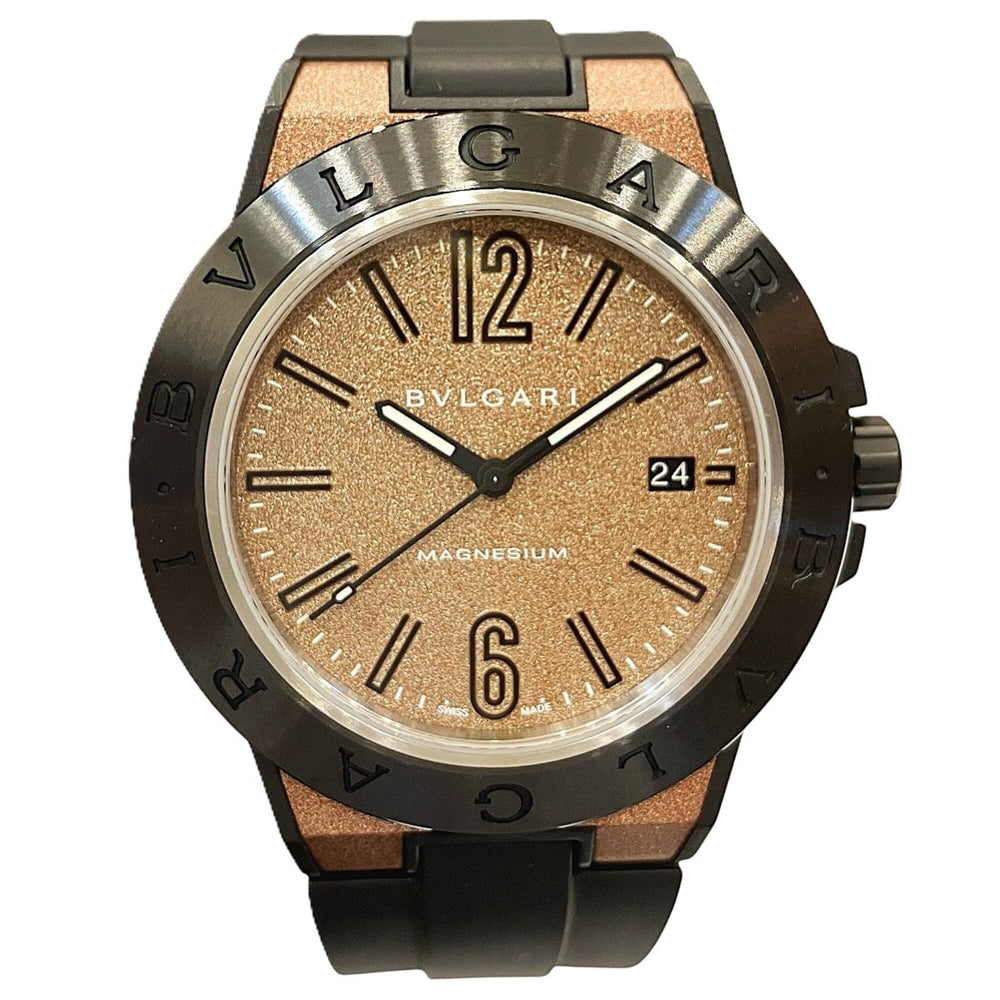 Bulgari Diagono Magnesium Watch, Total Weight 71g, Rubber Strap, Automatic Movement, Brown Dial, DG41SMC — Good