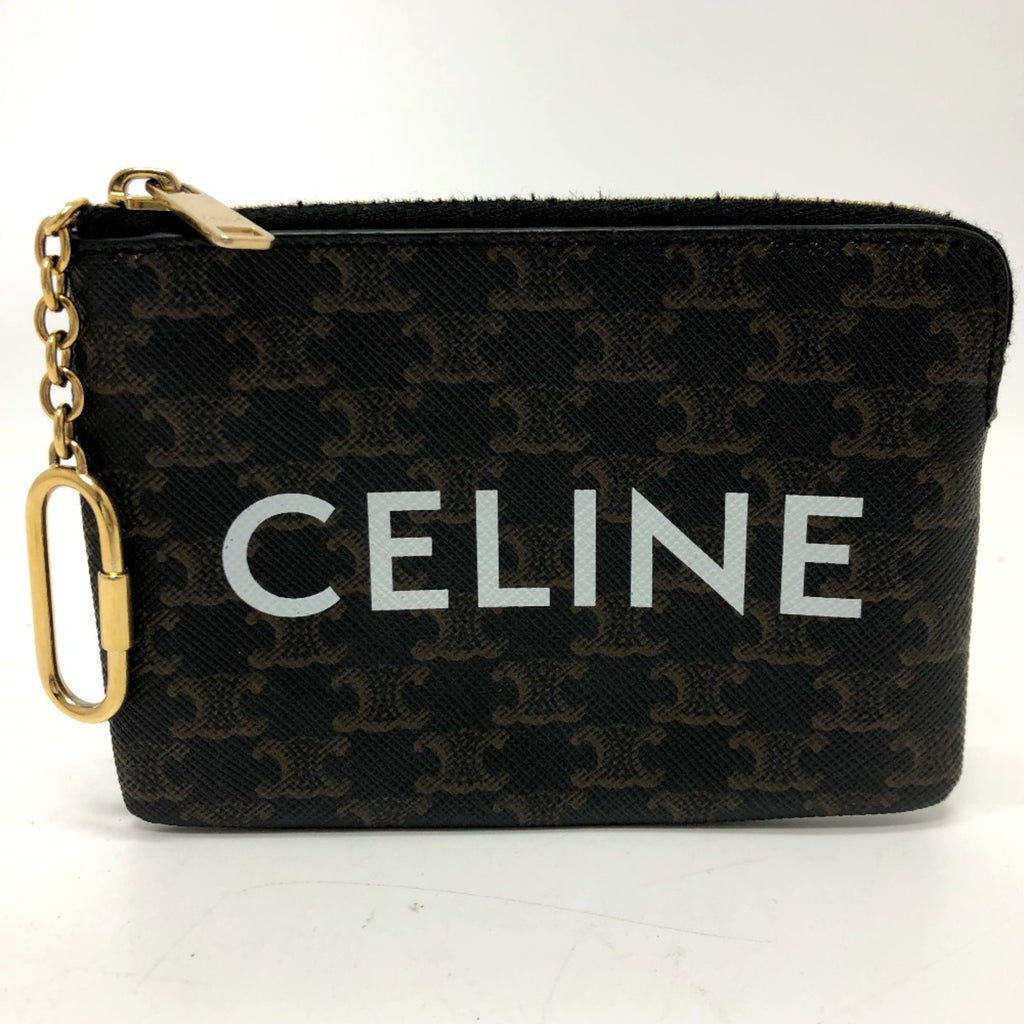 CELINE Triomphe Coin Case 10C662CA2 PVC/Leather Unisex Brown