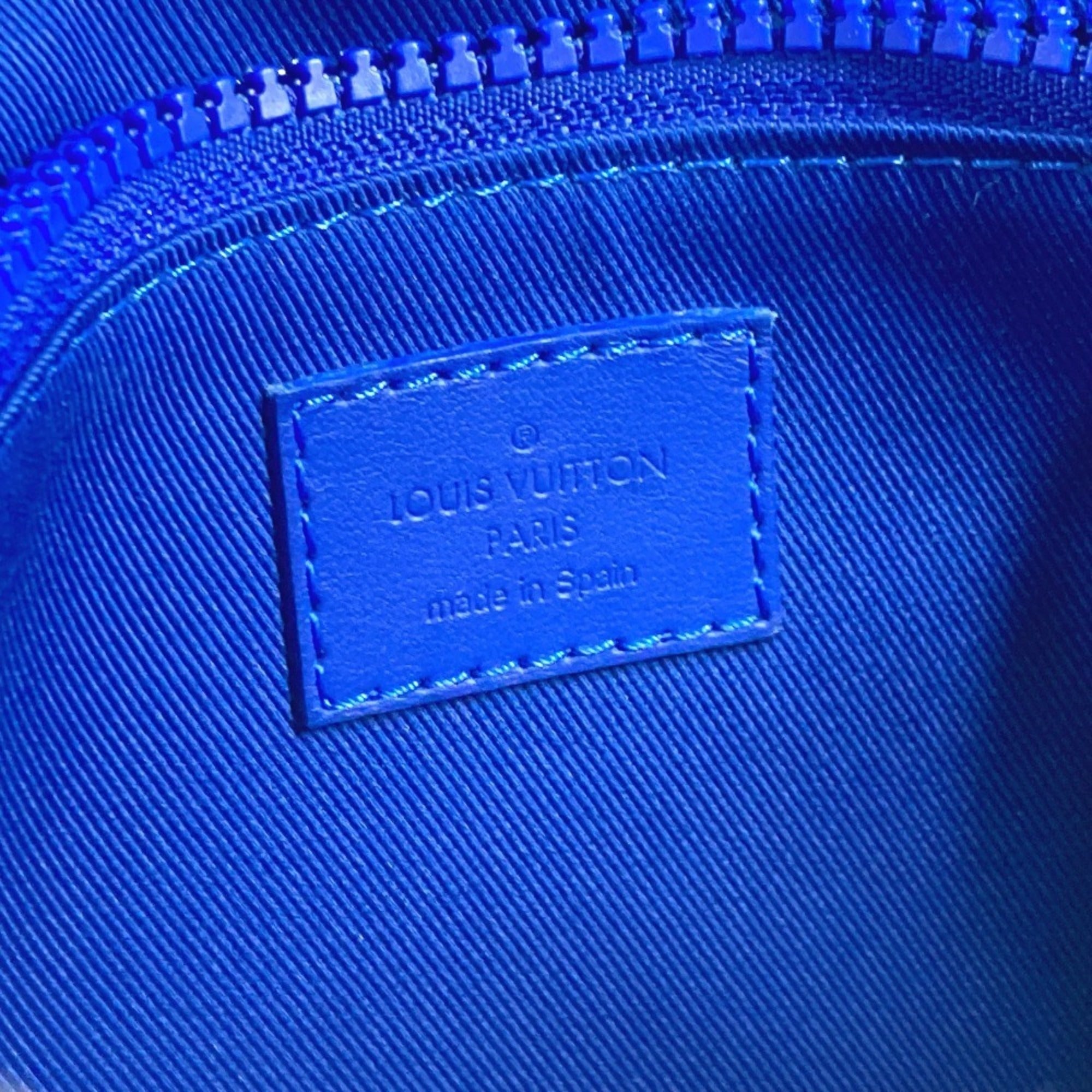 LOUIS VUITTON M58486 Monogram Taurillon S Rock Sling Bag, Belt Cross Shoulder Body Leather, Men's, Women's, Blue — Like New