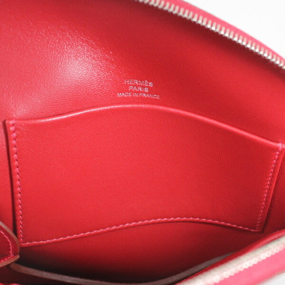 Hermès Pochette Pomme Apple Pouch with Handle, Rouge vif Tadelakt x Chevre Motif Bag, HERMES Women's T5892 — Like New