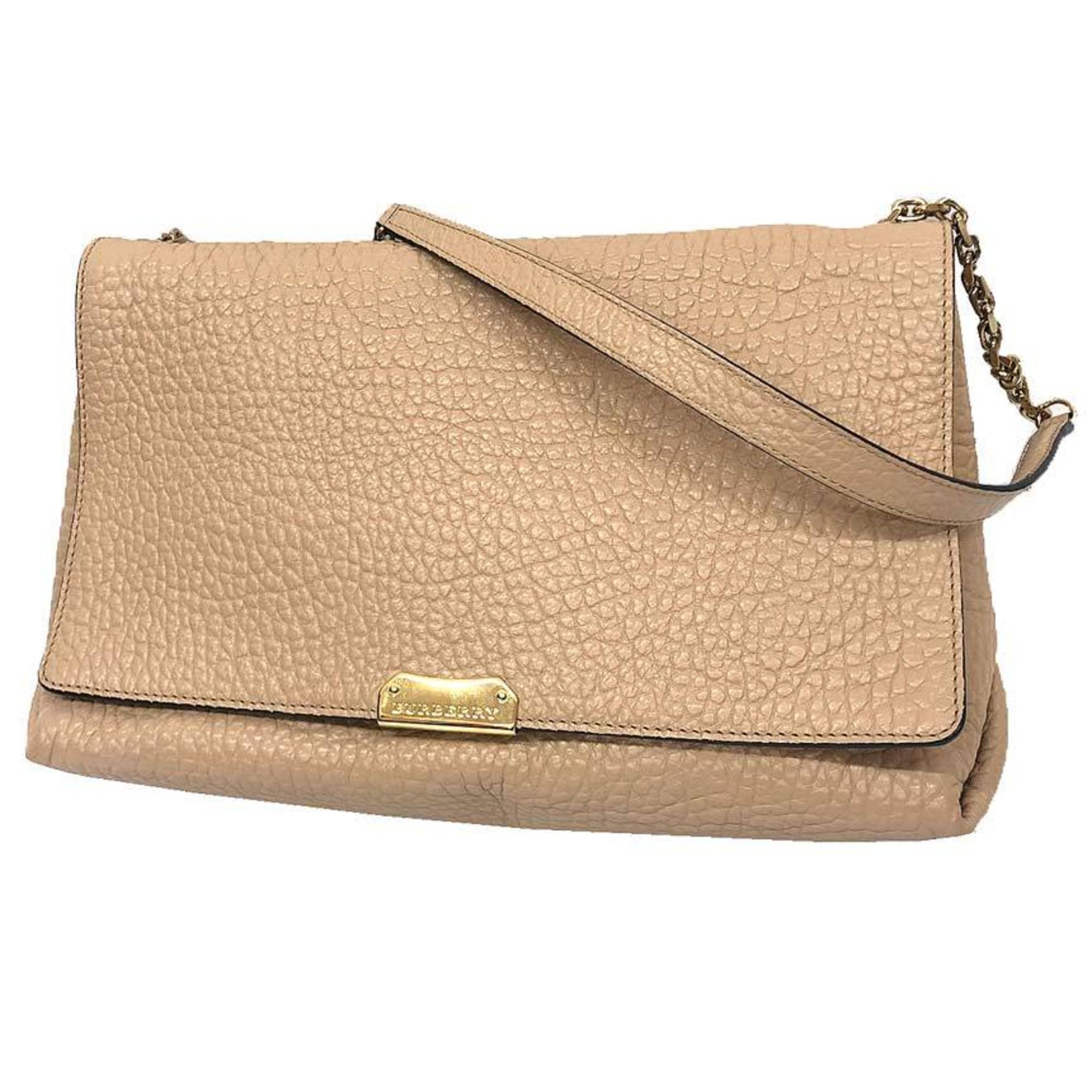 Burberry Leather Chain Shoulder Bag, Beige, Women's