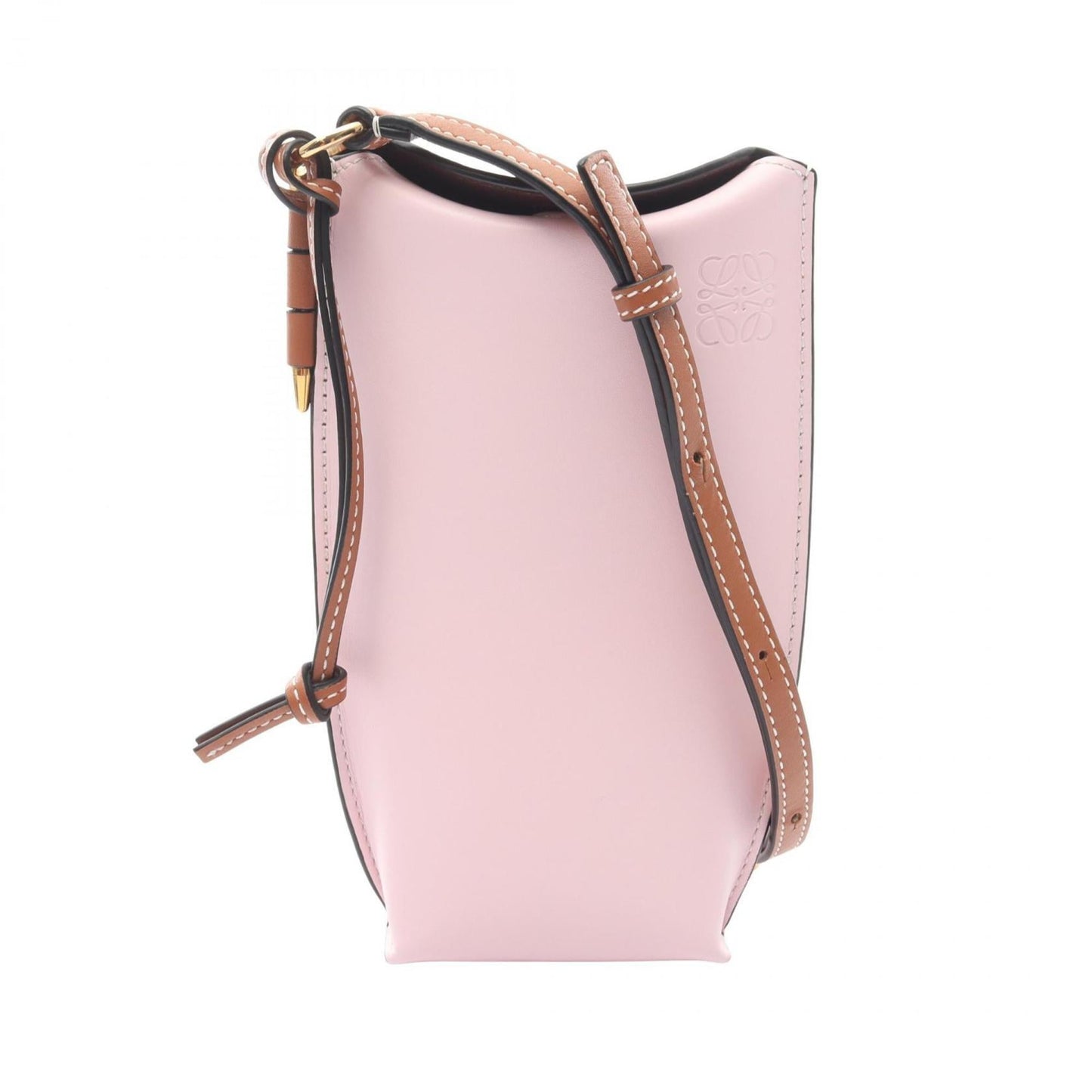 LOEWE GATE POCKET Shoulder Bag, Leather, Women's, Pink, Orange, Brown, 109.30BZ42