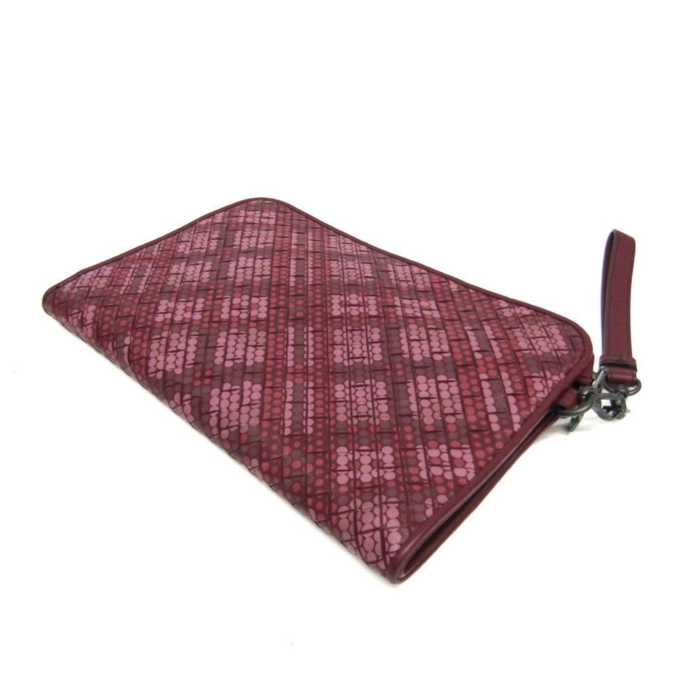 Bottega Veneta Intrecciato 493190 Men,Women Leather Clutch Bag Wine — Like New