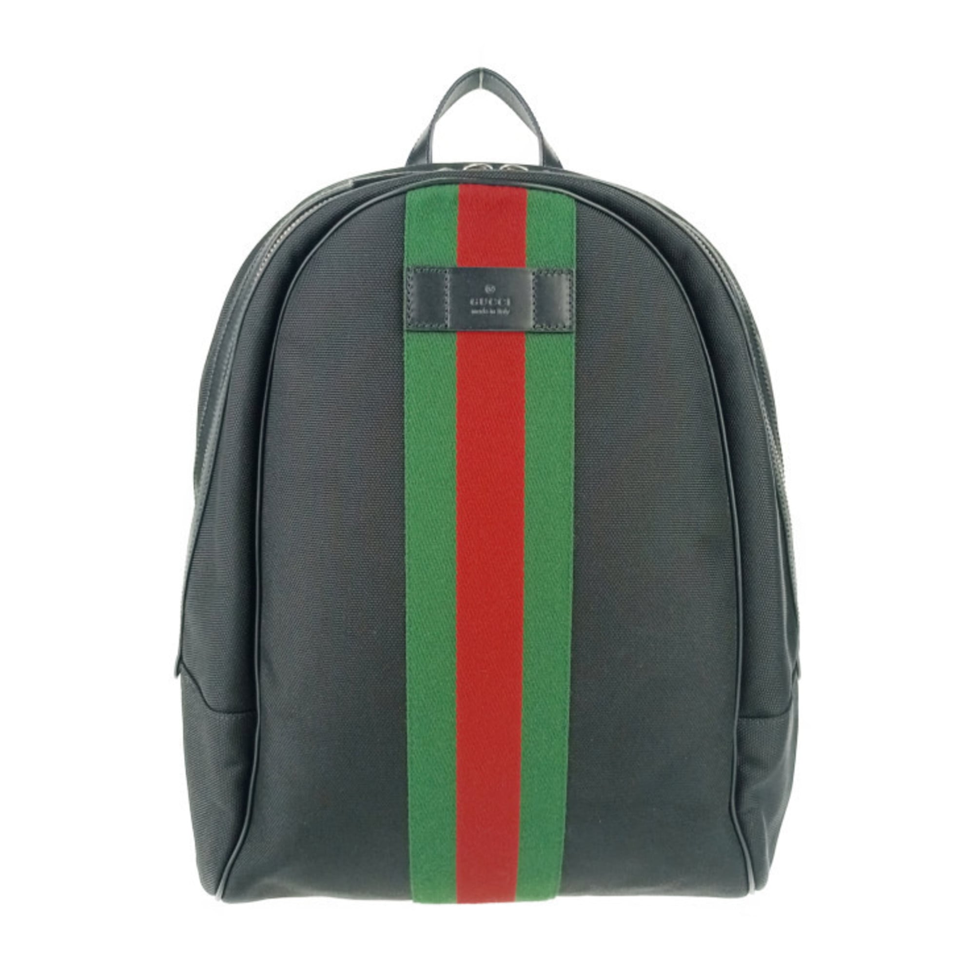 GUCCI Gucci Backpack Sherry Line 630918 Black Canvas Leather Men's Women's Web Stripe — Like New