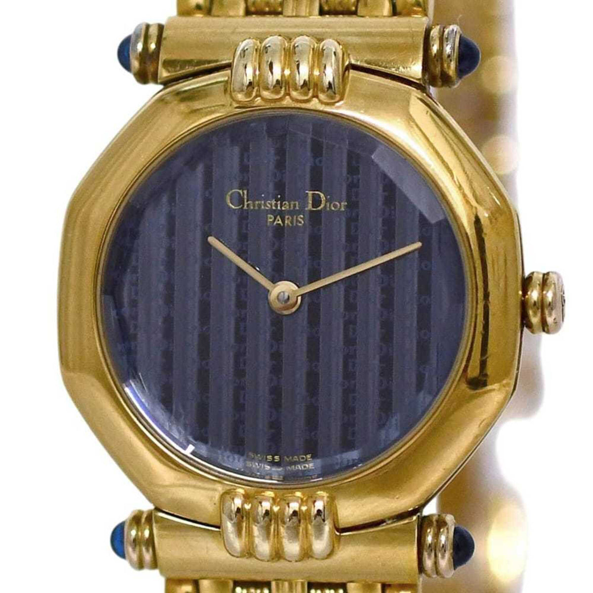 Christian Dior Swing Dress Watch Navy Gold 64151 Women's Stainless Steel Quartz 657*** — Very Good