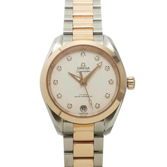 Omega Seamaster Aqua Terra 220 20 34 52 001 Boys' Watch 11P Diamond Date White 18KPG Pink Gold Automatic Self-winding — Like New