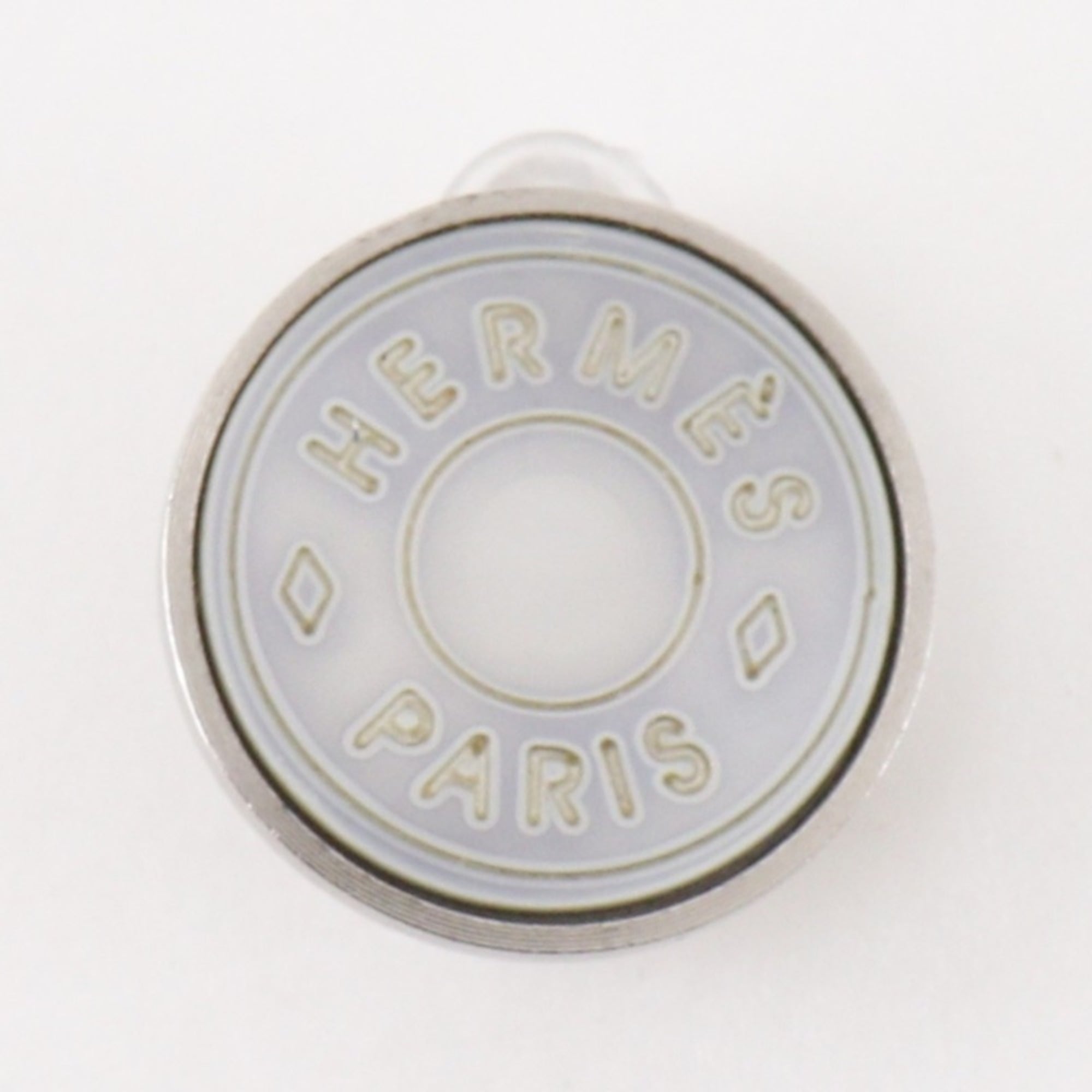 Hermès HERMES Serie Earrings BIJOUTERIE FANTAISIE Vintage Metal and Shell Silver Approx. 11.6g Women's