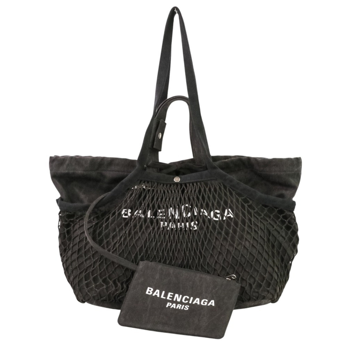 Excellent condition BALENCIAGA 24/7 mesh washed tote bag, size M, 791809, black, women's, Luxs, used brand clothing store — Like New