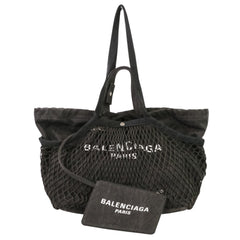 Excellent condition BALENCIAGA 24/7 mesh washed tote bag, size M, 791809, black, women's, Luxs, used brand clothing store — Like New